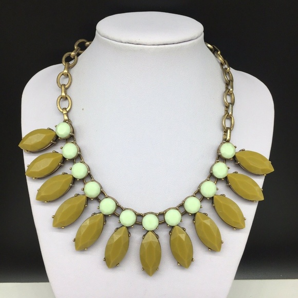 J. Crew Jewelry - J CREW Green Mustard Yellow Rhinestone Necklace